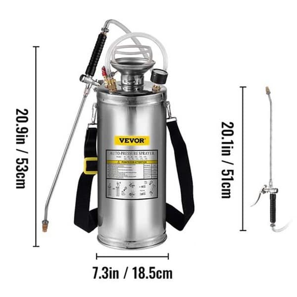 Tehoruisku - Käsikäyttöinen ruisku - 8L - 2 Gal - Ruostumaton teräs