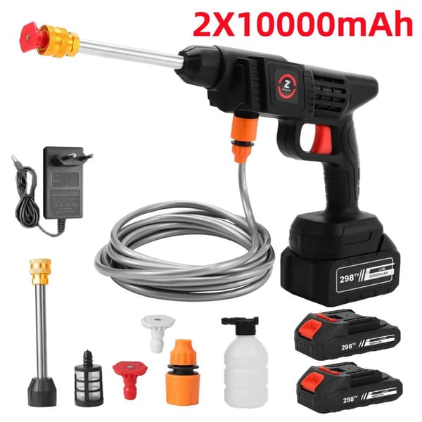 Trådlös högtryckstvätt, kraftfull 200W motor, justerbart sprayavstånd,10000mAh x2 EU