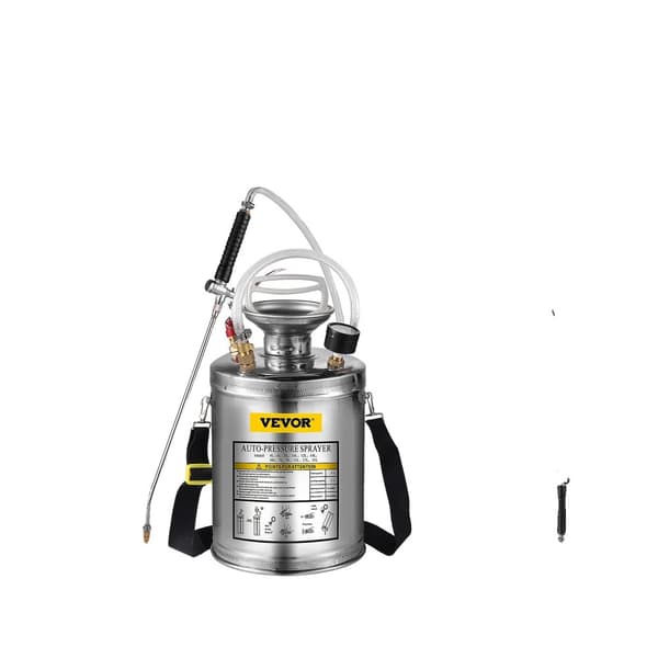 VEVOR Handdriven Spruta, 1-3,5 Gallon Kapacitet, Hållbar Rostfritt Stål,4L 1Gal