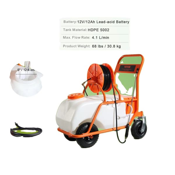 Batteridriven gräsmattespruta, 15 gallons kapacitet, justerbart tryck,60L