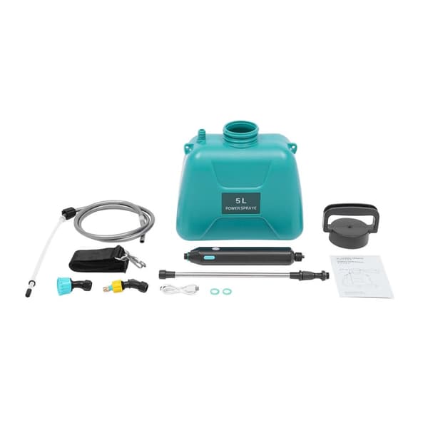Batteridriven Spruta, 5L Kapacitet, USB Laddning, Hållbara Material,Grön