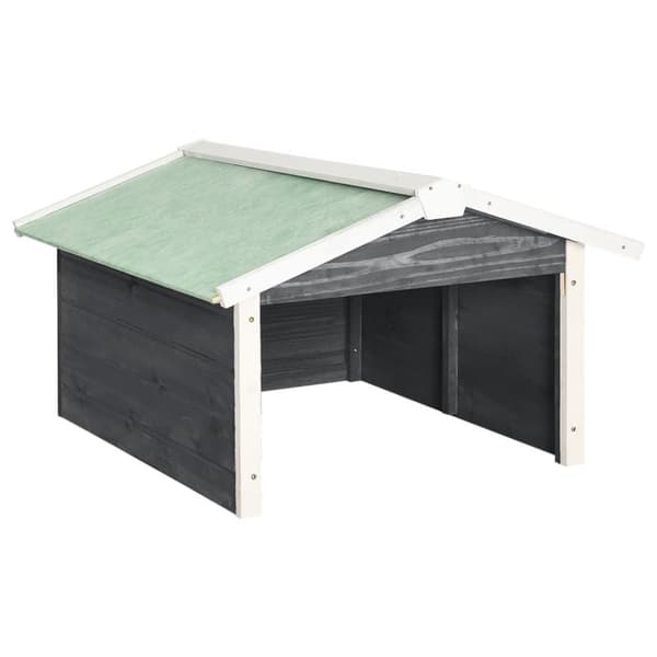 vidaXL Garage för robotgräsklippare 72x87x50 cm grå och vit granträ - Gräsklipparskydd