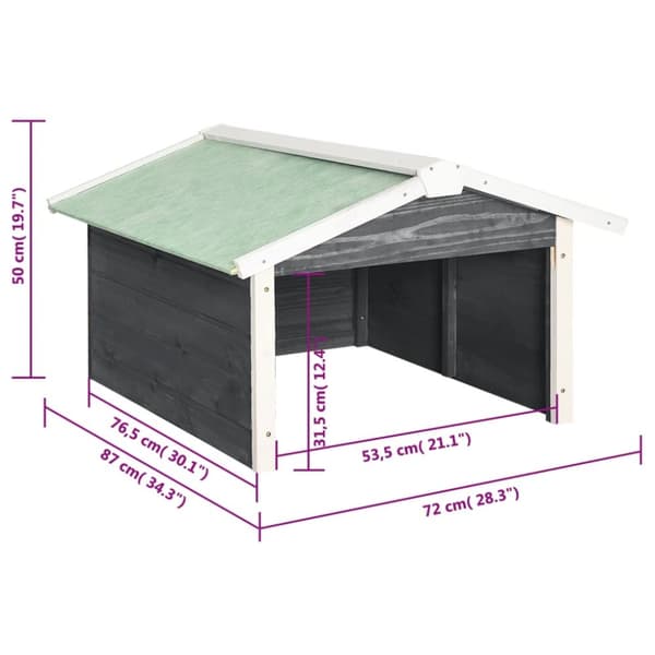 vidaXL Garage för robotgräsklippare 72x87x50 cm grå och vit granträ - Gräsklipparskydd