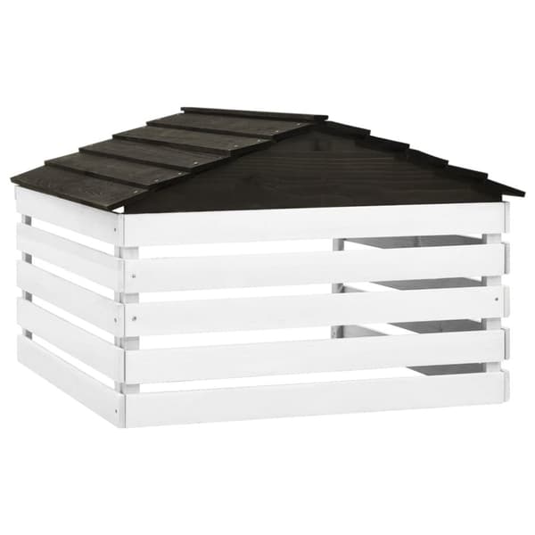 vidaXL Garage för robotgräsklippare svart och vit 78x74x54 cm granträ -  Gräsklipparskydd