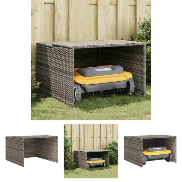 vidaXL Garage pour robot tondeuse beige 86x90x52/57 cm résine tressée vidaXL Garage pour robot tondeuse beige 86x90x52/57 cm résine tressée