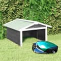 Miniatyrbild 1 av 2: Garage för robotgräsklippare 72x87x50 cm grå och vit granträ