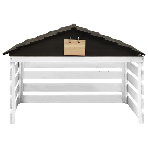 Garage för robotgräsklippare svart och vit 78x74x54 cm granträ