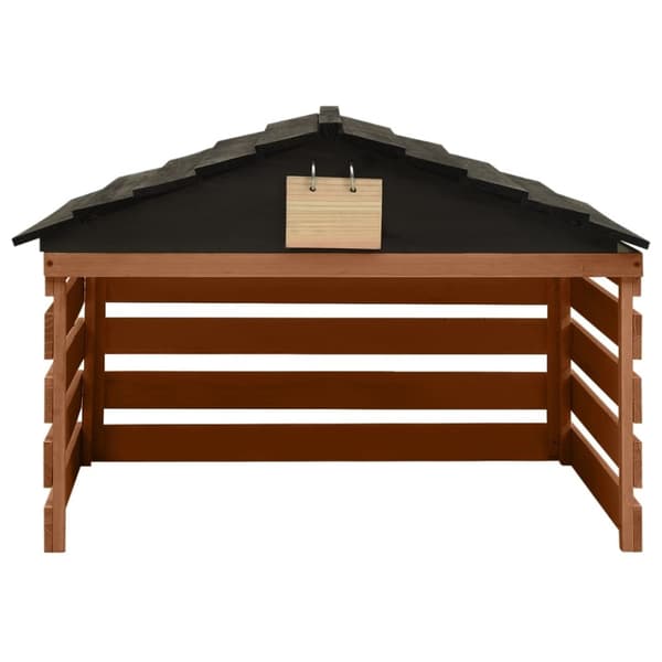 Garage för robotgräsklippare svart och brun 78x74x54 cm granträ