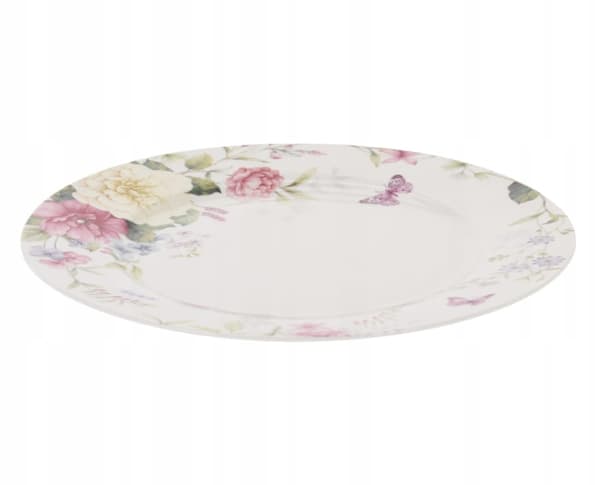 Desserttallerken i porcelæn, 21 cm, blomstermønster