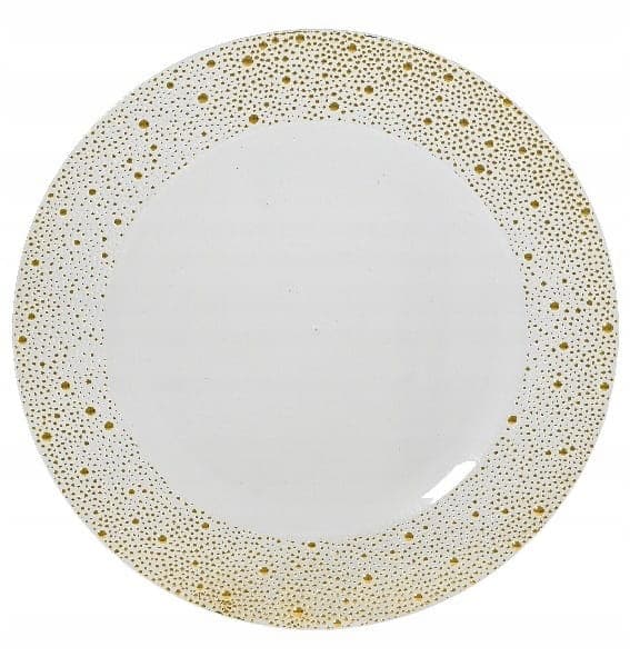 Vit plastunderplatta med spräcklig silverkant 33 cm