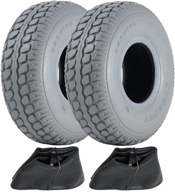 330x100 Gråt scooterdæk og slange Pneumatisk dæk 400-5 (sæt med 2)