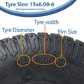 Miniatyrbillede 4 af 9: Sæt med 15x6.00-6 4pr Wanda P332 græsdæk TL & 15x6.00-6 TR13 slange