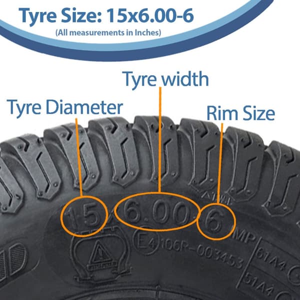 Sæt med 15x6.00-6 4pr Wanda P332 græsdæk TL & 15x6.00-6 TR13 slange