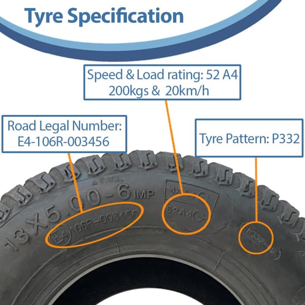 13x5.00-6 4pr Wanda P332 Grass-rengas E-merkitty TL-rengas