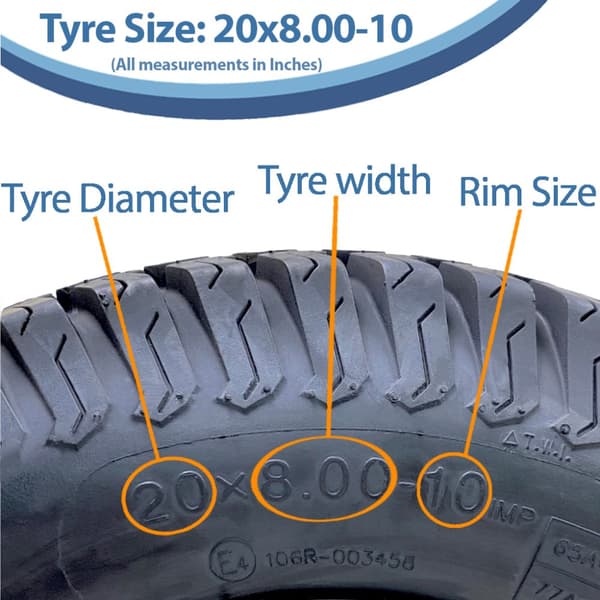 20x8.00-10 Ruohonleikkuri ruohonleikkuri turvetta rengas Wanda P332 Tubeless E-Marked Road Legal A4