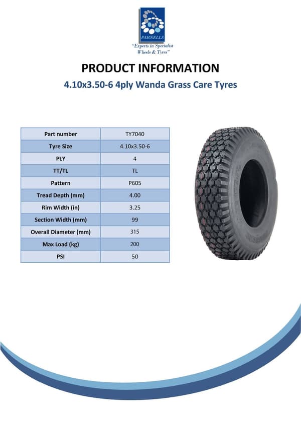 4.10/3.50-6 Dæk 4ply Håndvogn Truck Plæneklipper Diamantvasker P605 200kg (Sæt med 2)