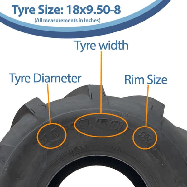 18x9.50-8 Open Centre Renkaat Cleated Rotovator Industrial Wanda P328 (3 kpl:n sarja)