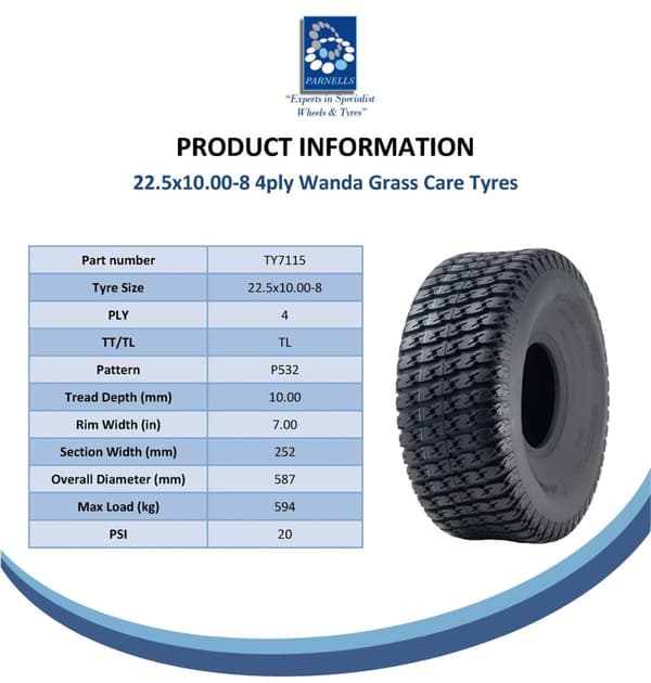 22.5x10.00-8 4ply Gräsdäck till John Deere Gator, turf, gräsmatta, utility - set om 2.