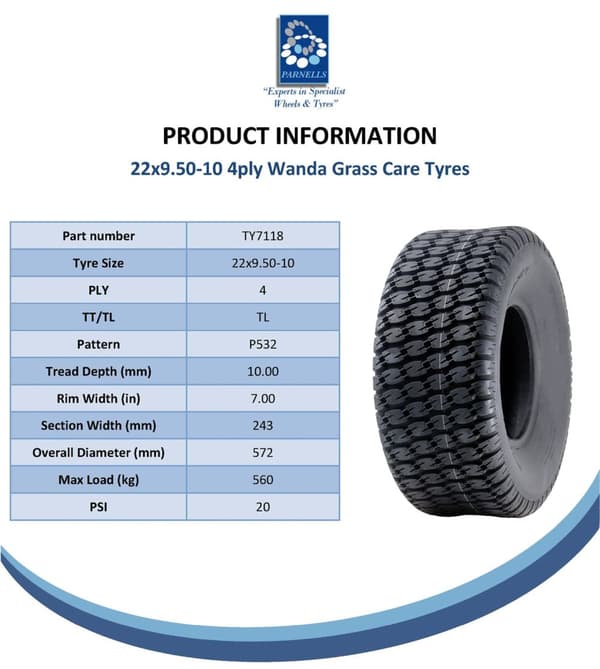 22x9.50-10 4ply græsdæk til John Deere Gator, turf, græsplæne - sæt med 2 stk.