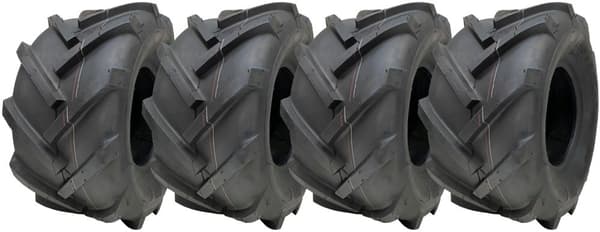 18x9.50-8 Open center, kluven, rotovator lug däck för industrianläggningar - set om 4