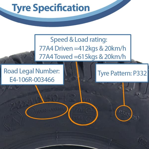 23x10.50-12 ruohonleikkurin rengas 4-kertainen Multi Turf Grass P332 Wanda Road Legal 615kgs