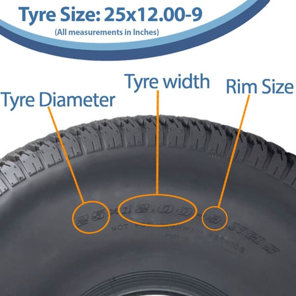 25x12.00-9 Græsdæk 4ply John Deere Gator Mower Utility P532 830kgs (Sæt med 3)