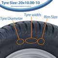 Miniatyrbillede 5 af 9: 20x10.00-10 Plæneklipperhjul 4ply Grass P332 Road Legal 4 Inch PCD-fælg (sæt med 3)