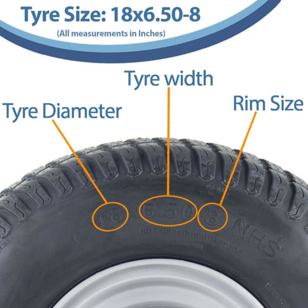 18x6.50-8 Græsdæk til plæneklipper på fælg 4Ply Wanda P332 4x100mm PCD fælg (sæt med 2)