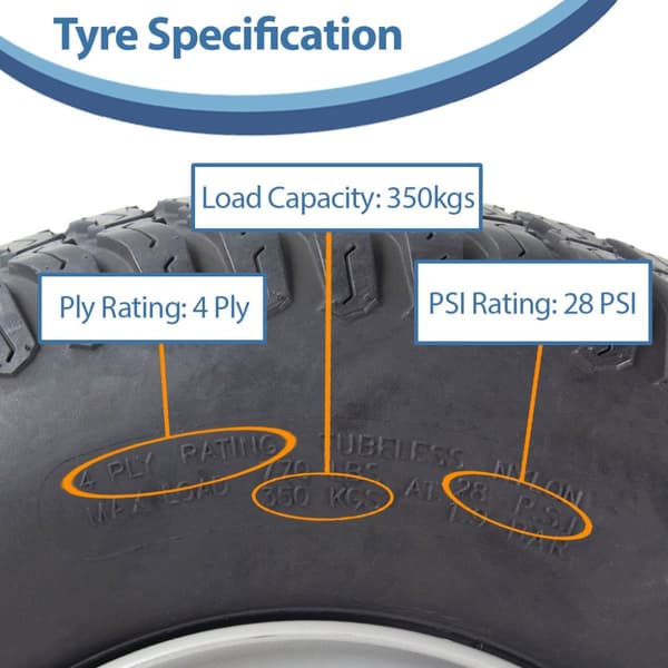 18x6.50-8 Græsdæk til plæneklipper på fælg 4Ply Wanda P332 4x100mm PCD fælg (sæt med 2)