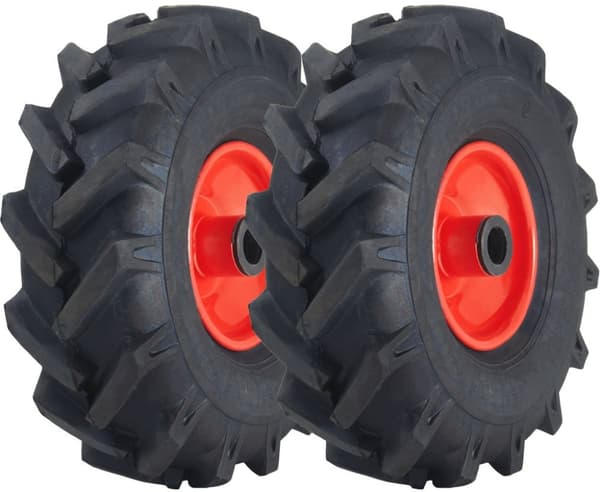 3.00x4 Open Centre Cleated Rotovator Lug Tyre 25mm Roller Bearing Rim (Set of 2)