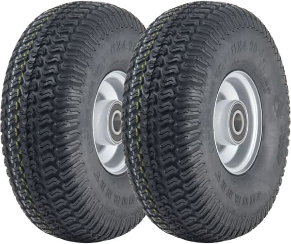 11x4.00-4 Græsdæk til plæneklipper og stålfælg P332 20 mm lejer 145 kg (sæt med 2)