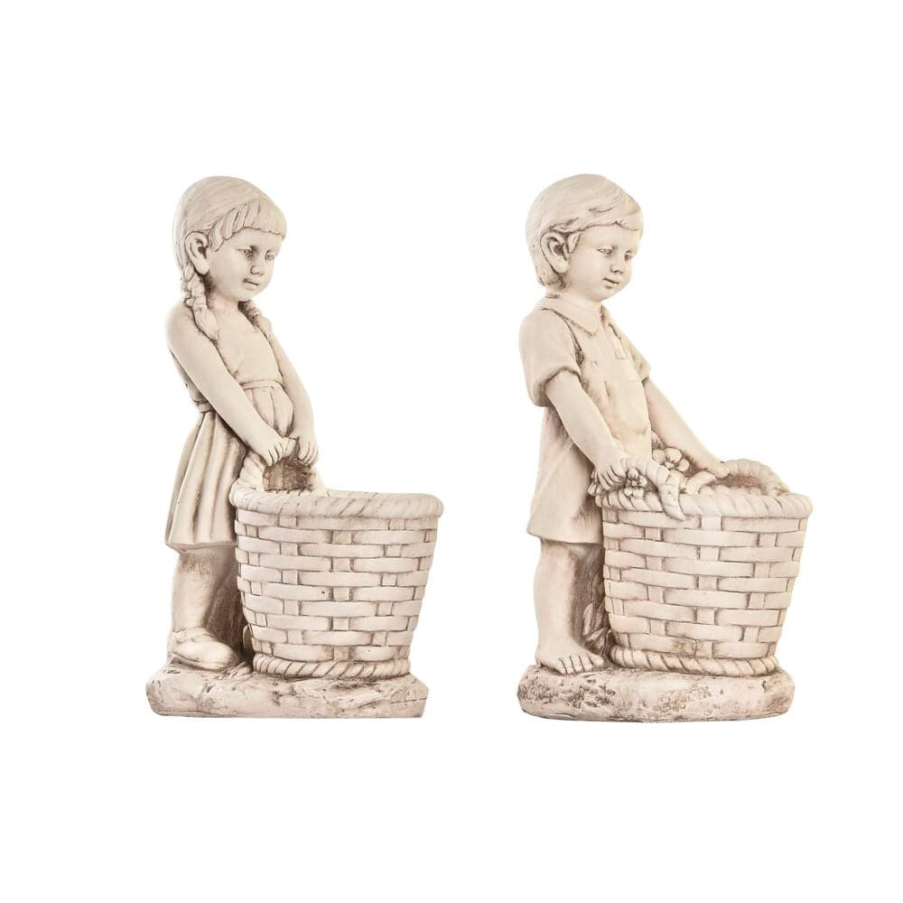 Decorative Garden Figure DKD Home Decor White Boys Magnesium (2 Units) (21 x 33 x 56 cm)