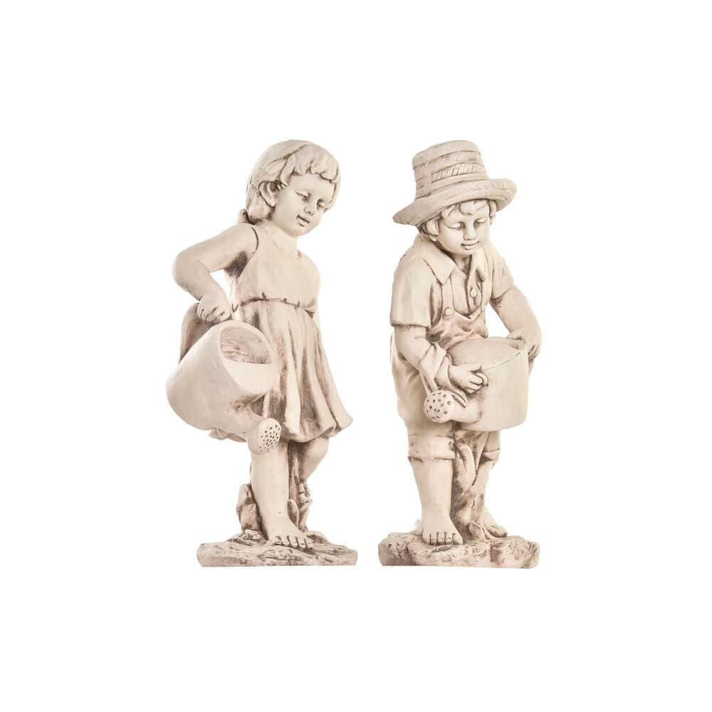 Decorative Garden Figure DKD Home Decor White Boys Magnesium (2 Units) (33 x 25 x 68 cm)