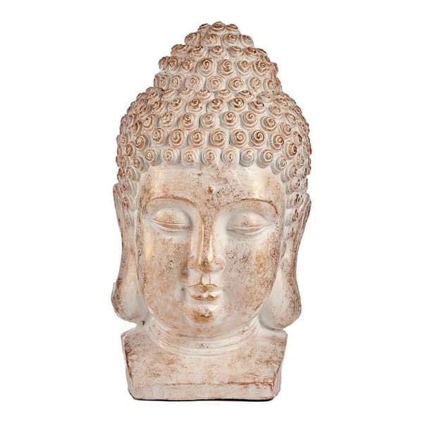 Dekorativ Trädgårdsfigur Ibergarden CC20488 Vit Gyllene Polyresin 35 x 65,5 x 38 cm Huvud Buddha