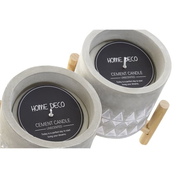 Ljus DKD Home Decor Grå Trä Brun Cement Aluminium Vax (10 x 10 x 12 cm) (2 antal)