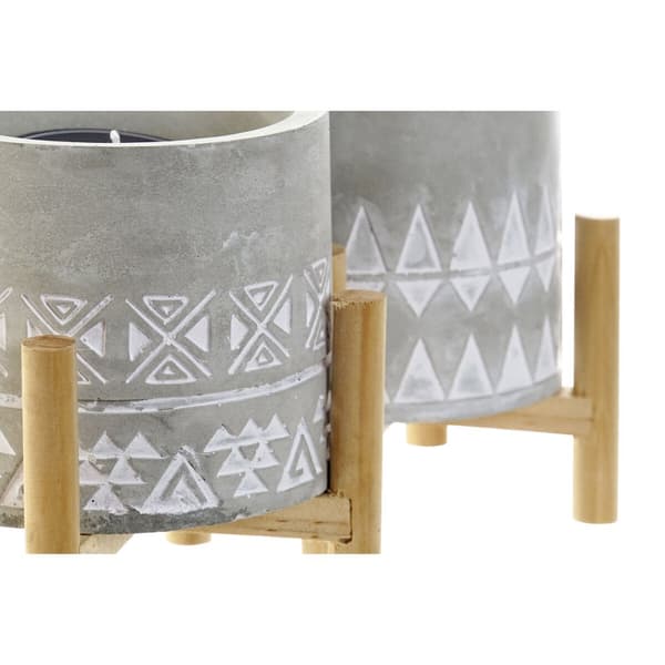 Ljus DKD Home Decor Grå Trä Brun Cement Aluminium Vax (10 x 10 x 12 cm) (2 antal)