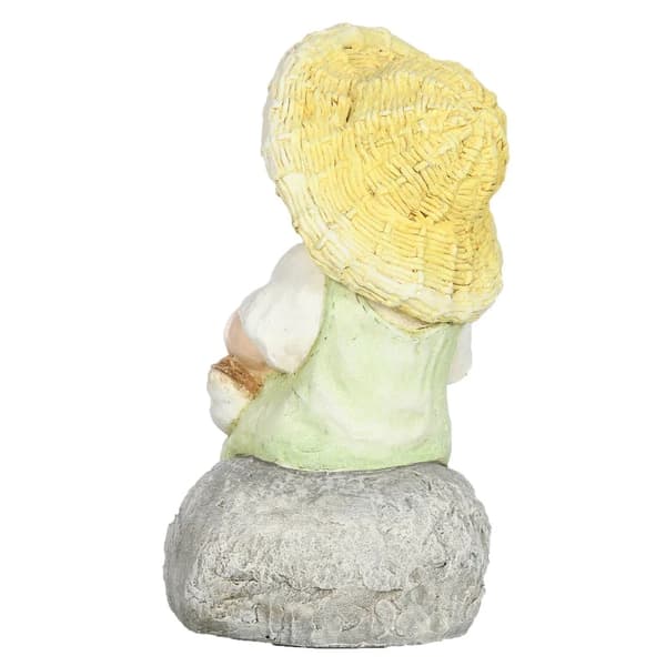 Rootz Lille dreng med stråhat Havedekoration - Vejrbestandig - Havedekoration - Flerfarvet - 23,5 cm x 25 cm x 43 cm
