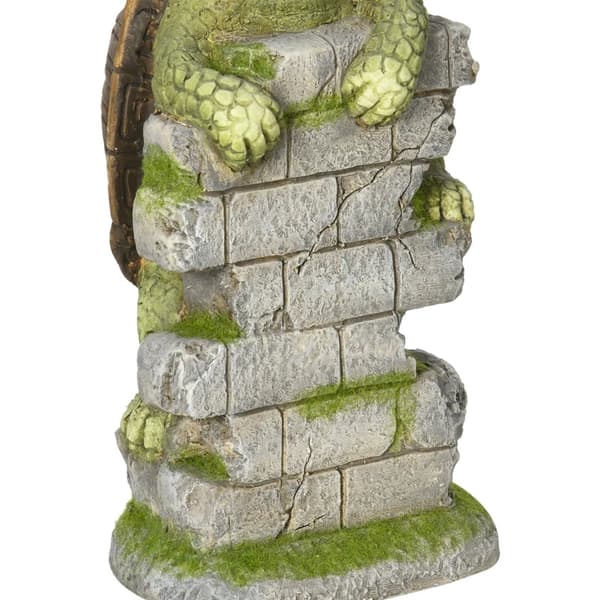 Rootz Little Turtle - Havedekoration - Havedekoration - Vejrbestandig med sollys - Magnesiumoxid - Grøn + Brun - 17,5L x 18,5W x 36,5H cm
