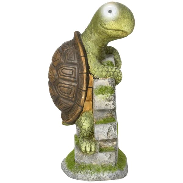 Rootz Little Turtle - Havedekoration - Havedekoration - Vejrbestandig med sollys - Magnesiumoxid - Grøn + Brun - 17,5L x 18,5W x 36,5H cm