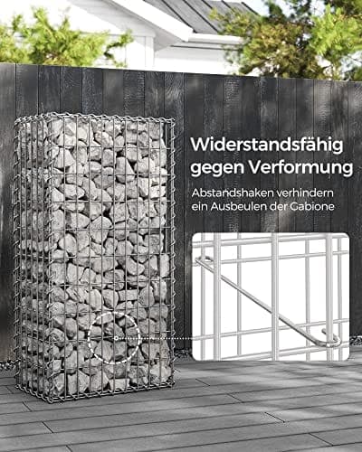 SONGMICS Gabionkorg, metallgabionbur med 5 x 10 cm Mesh för stenar, Silver