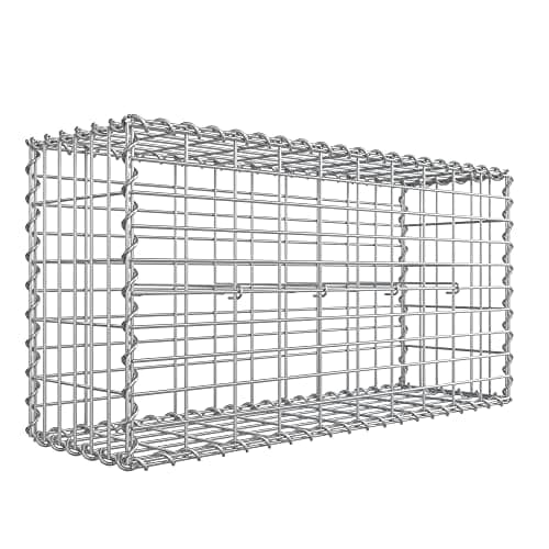 SONGMICS Gabionkorg, metallgabionbur med 5 x 10 cm Mesh för stenar, Silver