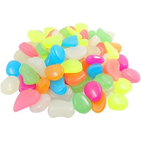100 stycken självlysande sten Flerfärgad självlysande småsten Pebbles konstgjorda självlysande dekorativa stenar Fluorescerande dekor 61