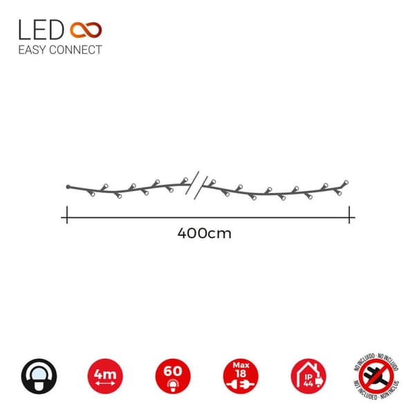 LED-krans EDM 71250 Easy-Connect 4 m Gul