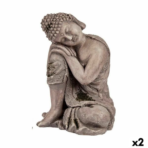 Dekorativ Trädgårdsfigur Ibergarden CC20447 Polyresin Buddha 23 x 34 x 28 cm (2 antal)