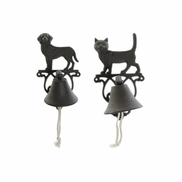 Dekorativ köksfläkt DKD Home Decor Brun Mörkbrun Snöre Järn Katt Hund 14 x 15 x 24 cm (2 antal)