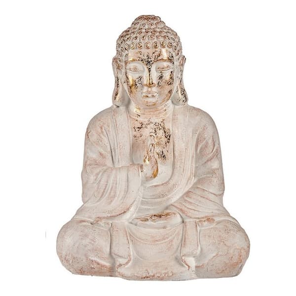Dekorativ havefigur Ibergarden CC20412 Hvid Gylden Polyesterharpisk 23,5 x 49 x 36 cm Buddha