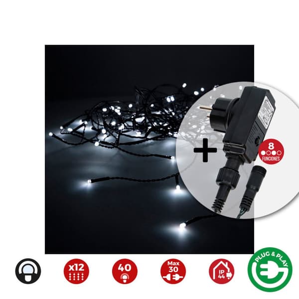 LED-verhovalot EDM 71482 Icicle Easy-Connect 100 W 0,72 W 200 x 50 cm
