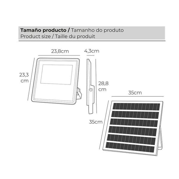 Valonheitin/projektorivalo EDM 31855 200 W 1500 lm Kaukosäädin Aurinkosähköpaneeli (6500 K)