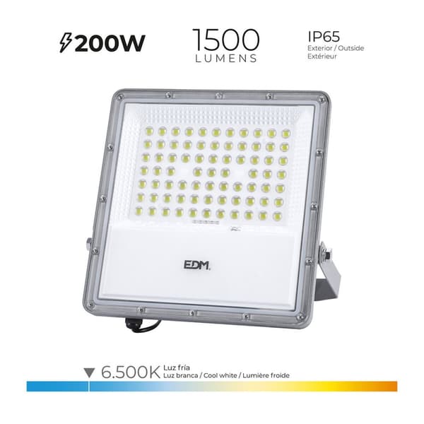 Valonheitin/projektorivalo EDM 31855 200 W 1500 lm Kaukosäädin Aurinkosähköpaneeli (6500 K)
