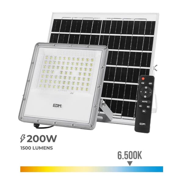 Valonheitin/projektorivalo EDM 31855 200 W 1500 lm Kaukosäädin Aurinkosähköpaneeli (6500 K)